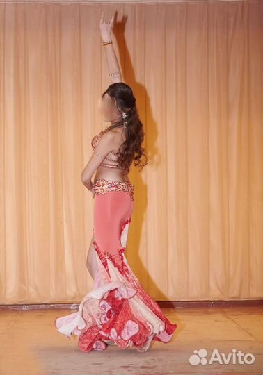 Костюм для восточных танцев кораловый