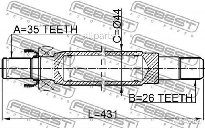 Febest 2112-gemt полуось правая 35x431x26 (ford mo