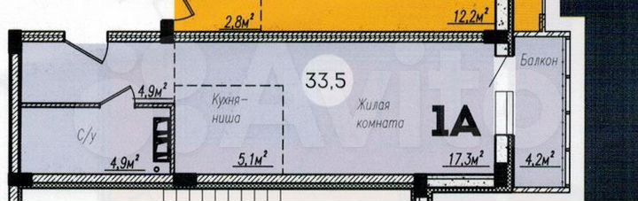 Квартира-студия, 33,4 м², 7/9 эт.