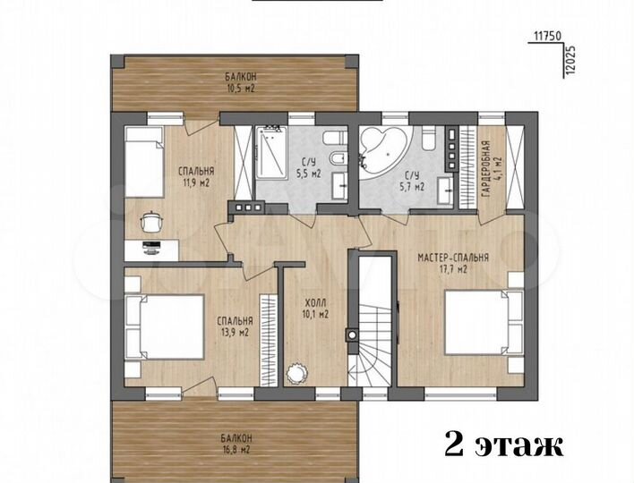 Коттедж 193 м² на участке 2,8 сот.