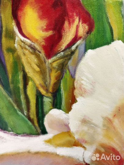 Ирисы цветы картина маслом на подрамнике