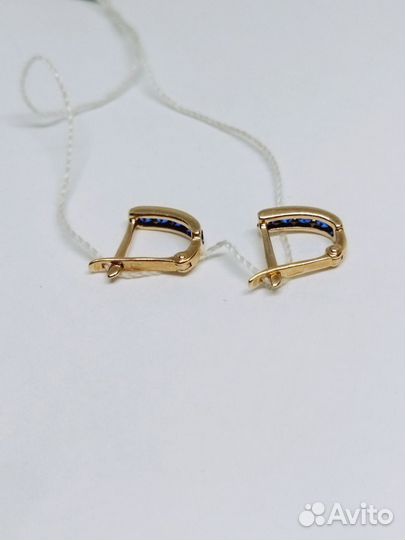 Золотые серьги 585 пробы с фианитом детские