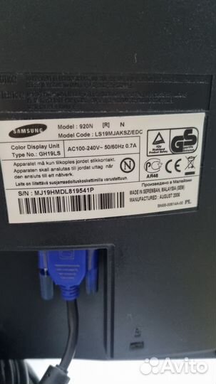 Монитор samsung syncmaster 920n