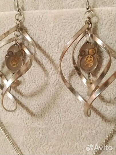 Серьги и кулон в стиле Steampunk