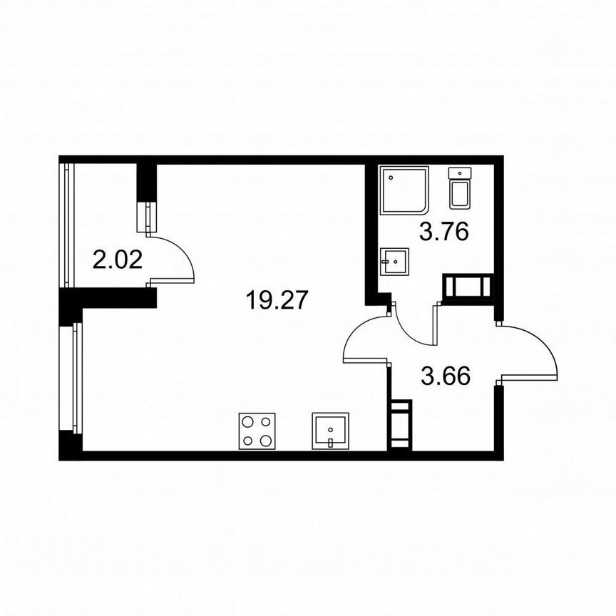 Квартира-студия, 27,7 м², 9/9 эт.