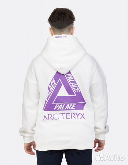 Белое теплое худи Arcteryx X palace оверсайз