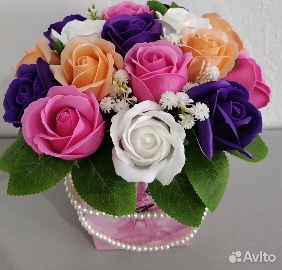 Розы из мыла в коробке
