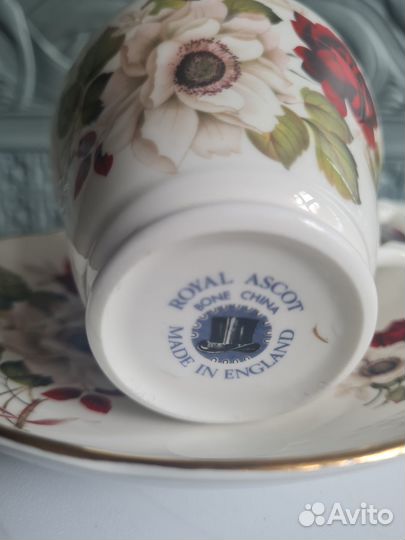 Чайная пара Костяной фарфор Англия Винтаж