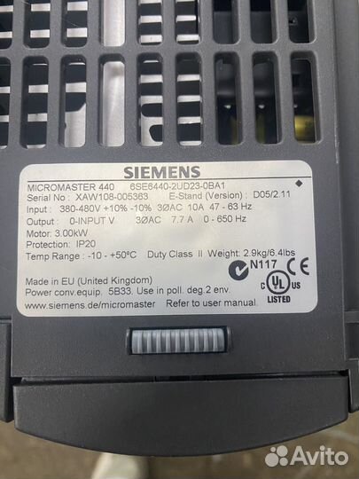 Частотный преобраз. Siemens micromaster 440