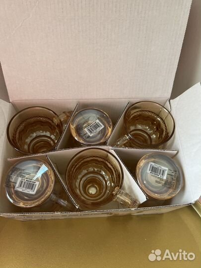 Набор 6штук кружек бокалов из стекла новые