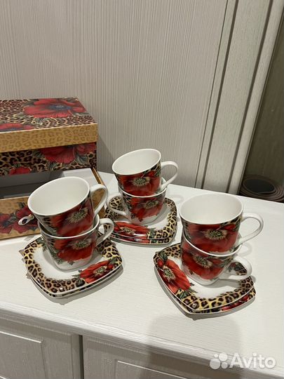 Сервиз кофейный Sakura леопард+маки 12 предметов