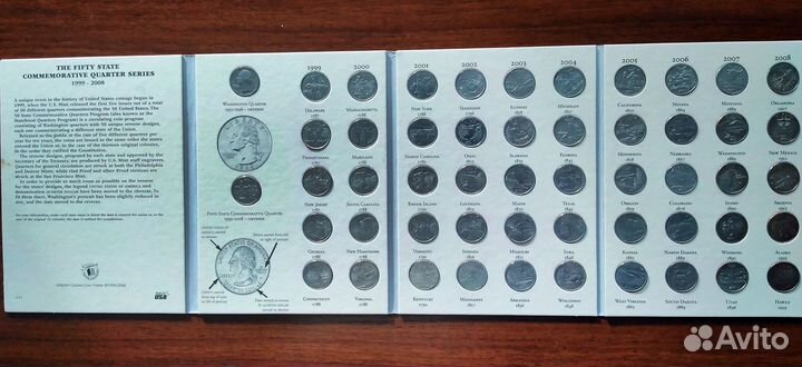 Коллекционные монеты из США 25 центов (50 штатов)