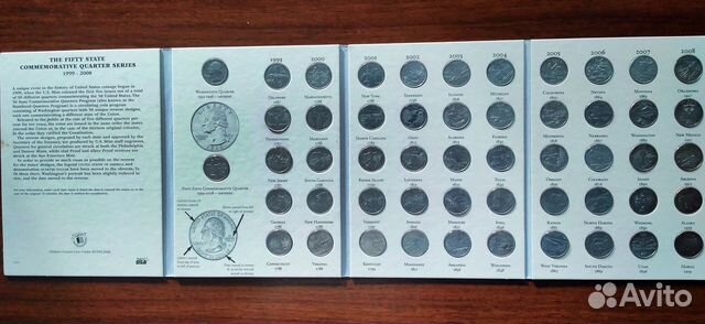 Коллекционные монеты из США 25 центов (50 штатов)