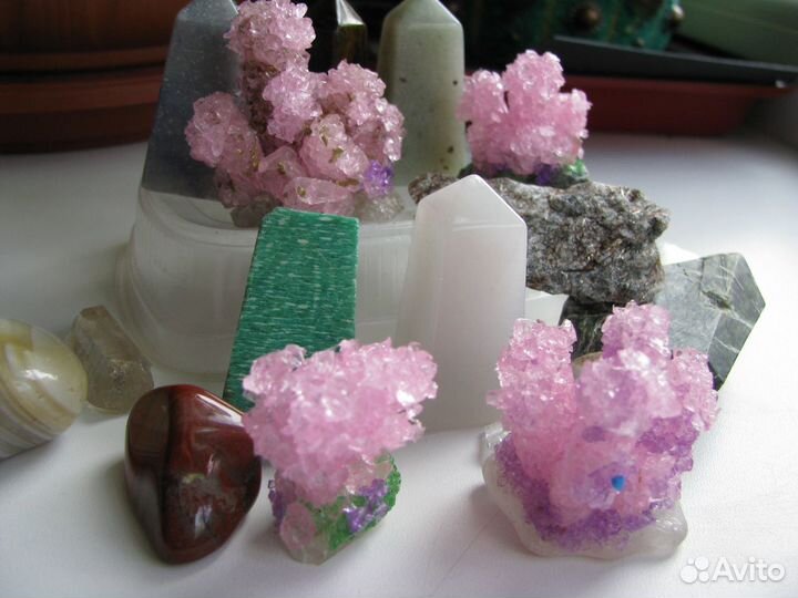 Минералы натуральные, розовый кварц искусственный