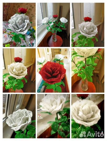 Розы из бисера