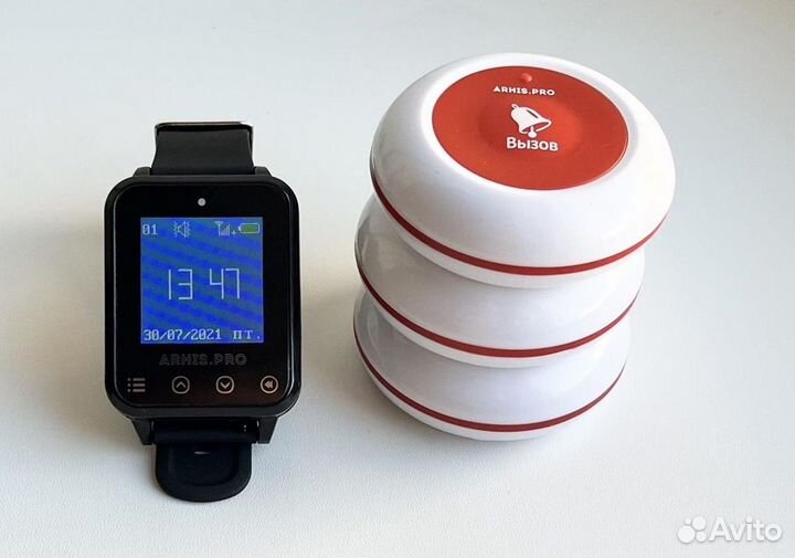 Кнопка вызова официанта в комплекте с часами