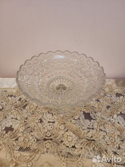 Фруктовница на ножке стекло