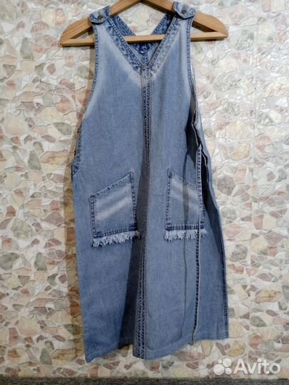 Джинсовый сарафан женский 48 р, бриджи 52-54