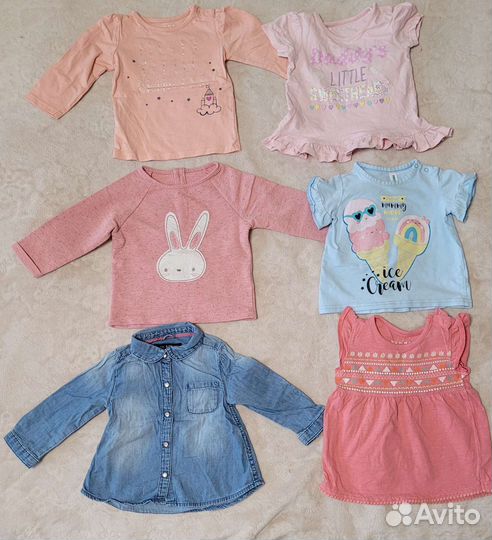 Вещи для девочки пакетом на 9-12 месяцев, 74-80 р