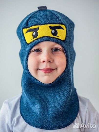 Новая шапка-шлем демисезонная на 4-5 лет