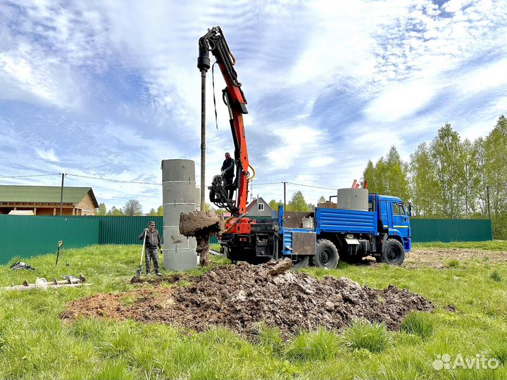 Бурение септиков из колец машиной за 1 день