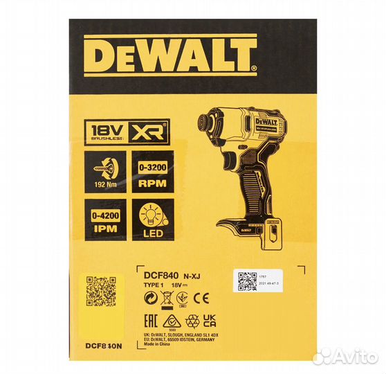 Винтоверт Dewalt DCF840N-XJ