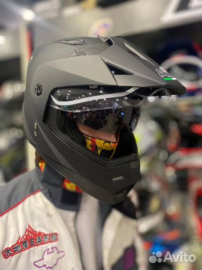 Мотошлем AIM мотард мотокросс со стеклом и очками