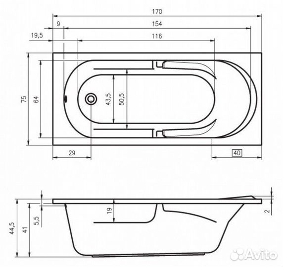 Ванна акриловая Riho Future 170x75