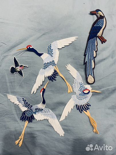 Термонашивки вышивка птички, аисты