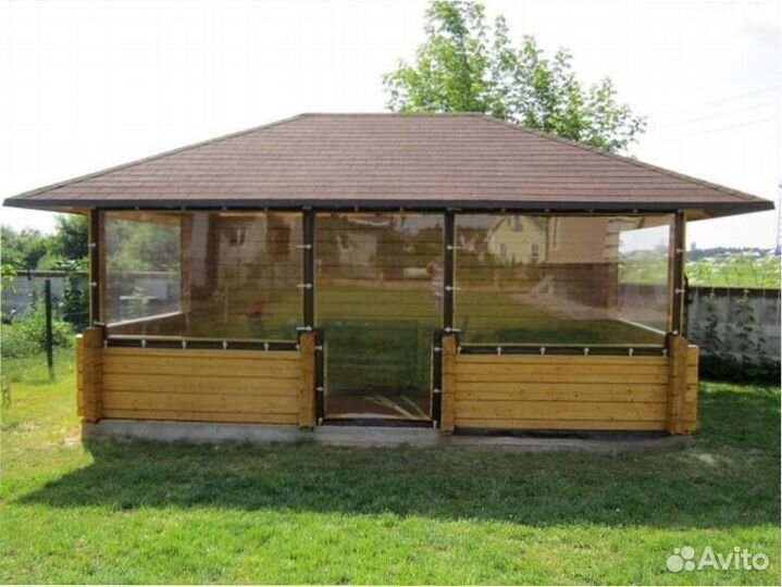 Мягкие пвх окна на беседку прозрачные рулонные