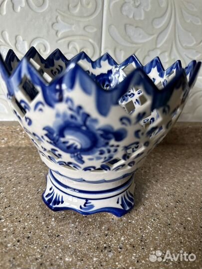 Ваза для фруктов гжель авторская