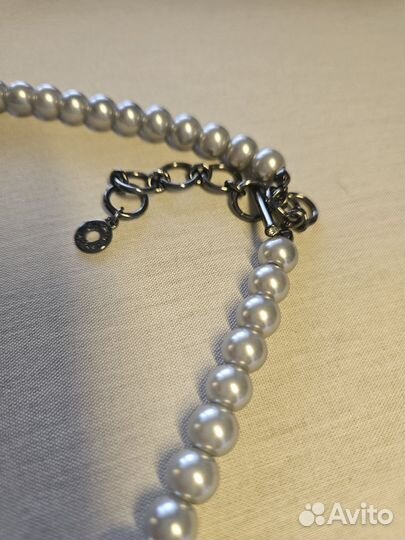 Бусы ожерелье из жемчуга серого цвета. Pilgrim