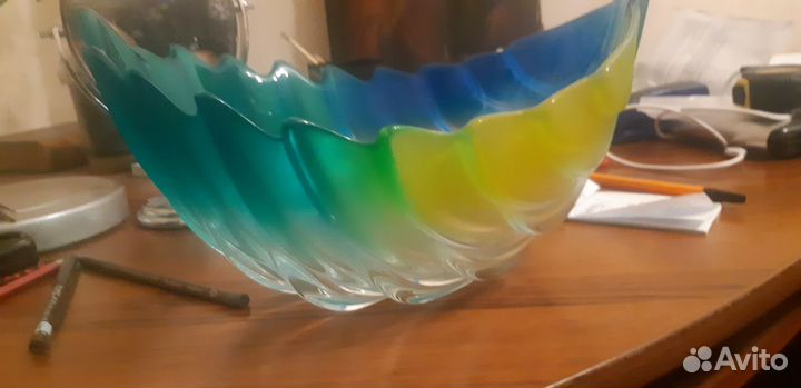 Ваза салатница цветное стекло