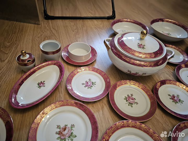 Столовый сервиз фарфор гдр розы fortuna eisenberg