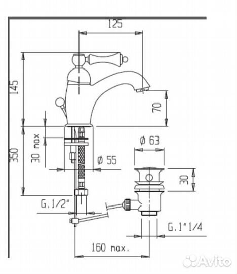 Смеситель Cezares margot-LSM1-02-Bi