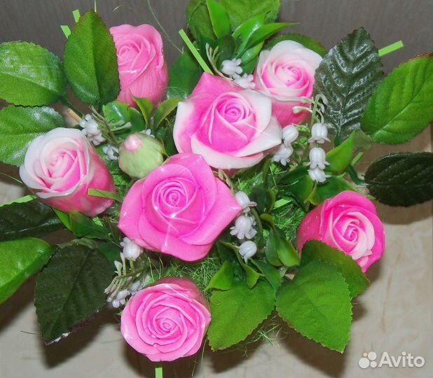 Букет роз в горшочке из мыла