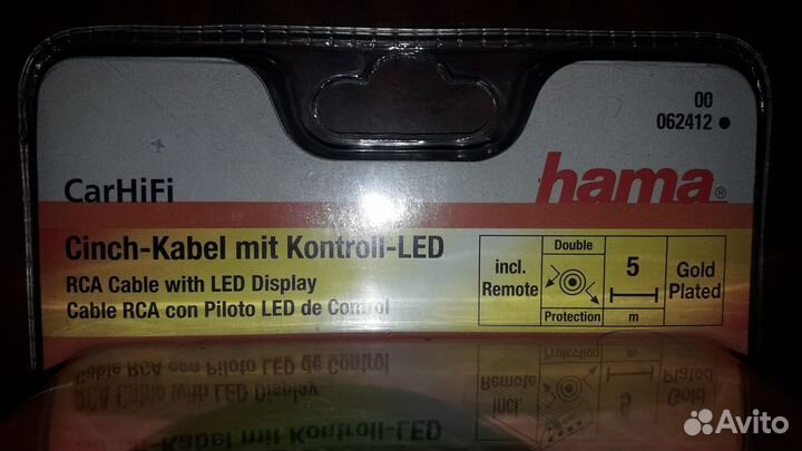Кабель Hama CarHiFi 2RCA-2RCA (LED контроль)
