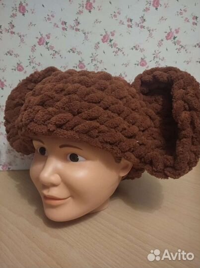 Шапка с ушками, детская, 