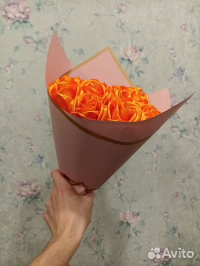 Букет из атластных лент 15 роз