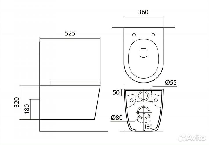 Инсталяция комплект с унитазом и кнопкой