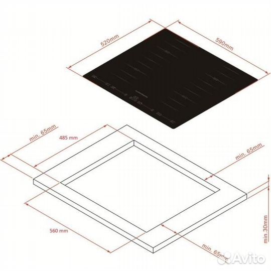 Встраиваемая индукционная панель независимая kuppersberg ics 644