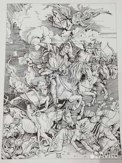 Картина пером и тушью(копияДюрера 4 всадника)