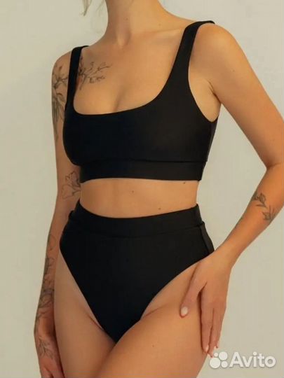 Купальник женский раздельный черный