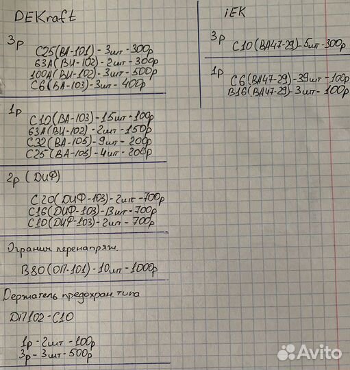 Dekraft автоматы выключения диф