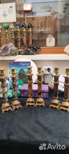 Коллекционные минералы, шкатулки,подсвечники, ножи
