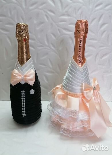 Украшение для бутылок на свадьбу
