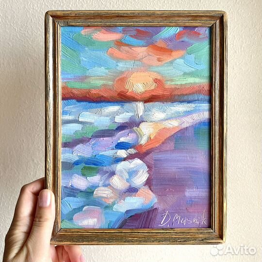 Морская волна картина маслом пейзаж море 17х22