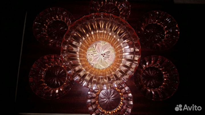 Ваза для фруктов, варенья цветное стекло