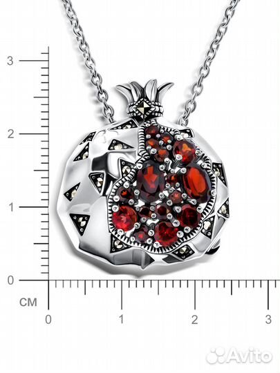 Серебряная брошь-подвеска «Гранатовое вино» alexan
