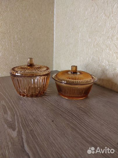Сахарница цветное стекло СССР